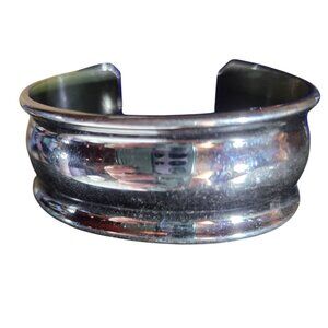 Monet Silver-Toned Cuff Bracelet Classic Wide Band  Unisex Jewelry minimalist